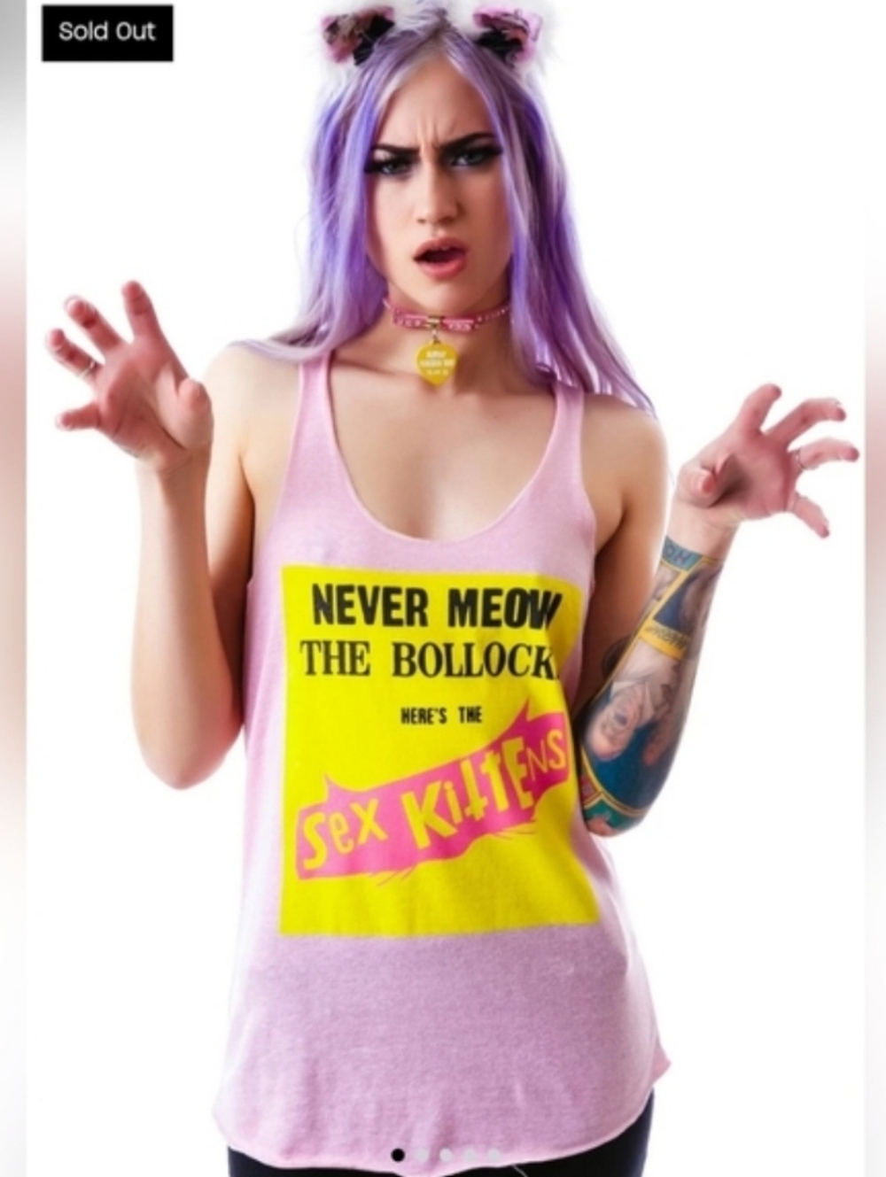 Dolls Kill Sex Kitten Pink Tank, Never Meow The Bollocks Here's The Sex Kittens
